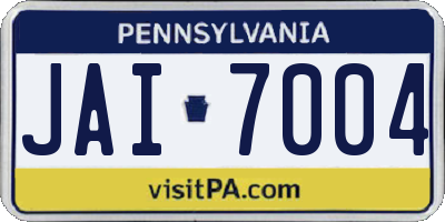 PA license plate JAI7004