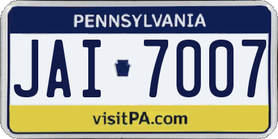 PA license plate JAI7007
