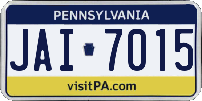 PA license plate JAI7015