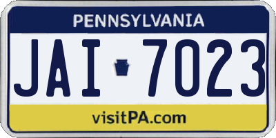 PA license plate JAI7023