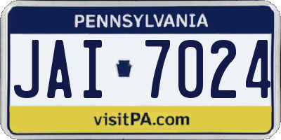 PA license plate JAI7024