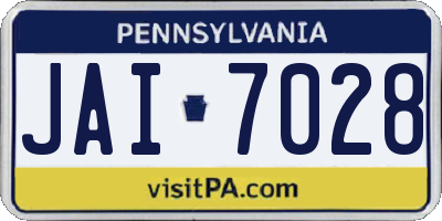 PA license plate JAI7028