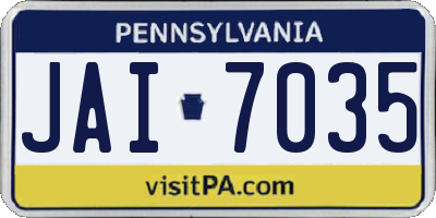 PA license plate JAI7035