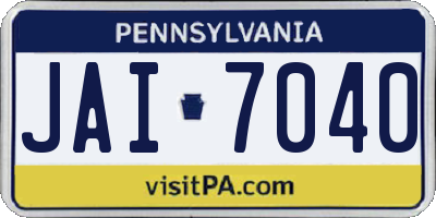 PA license plate JAI7040