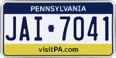 PA license plate JAI7041