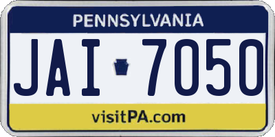 PA license plate JAI7050