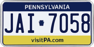 PA license plate JAI7058