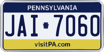 PA license plate JAI7060