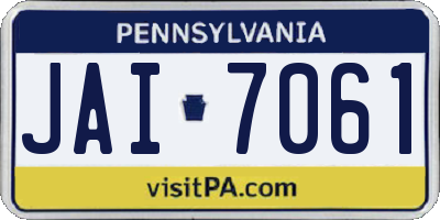 PA license plate JAI7061