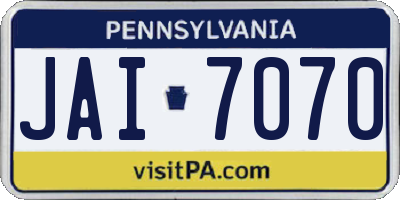 PA license plate JAI7070