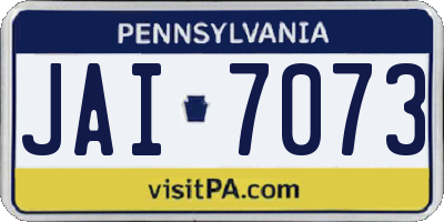 PA license plate JAI7073