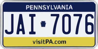 PA license plate JAI7076