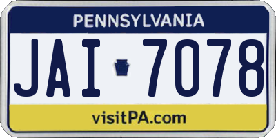 PA license plate JAI7078