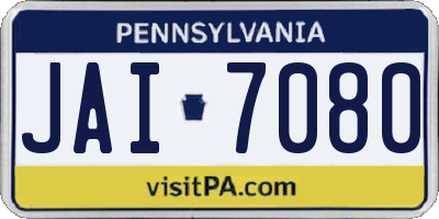 PA license plate JAI7080