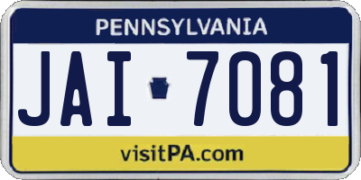 PA license plate JAI7081