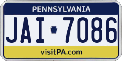 PA license plate JAI7086