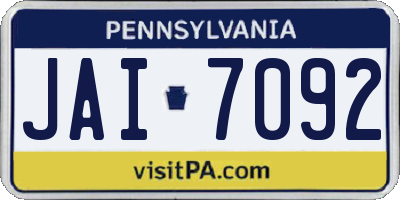 PA license plate JAI7092