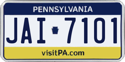 PA license plate JAI7101