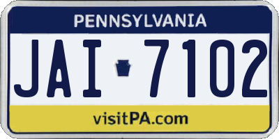 PA license plate JAI7102