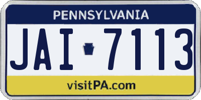 PA license plate JAI7113