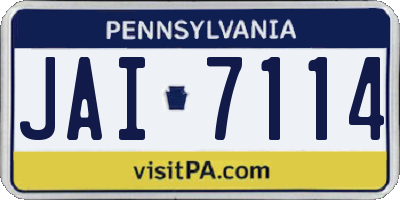 PA license plate JAI7114