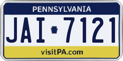 PA license plate JAI7121