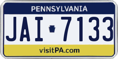 PA license plate JAI7133