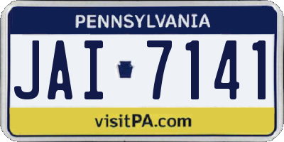 PA license plate JAI7141