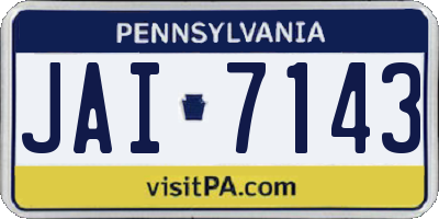 PA license plate JAI7143