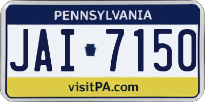 PA license plate JAI7150