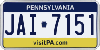 PA license plate JAI7151