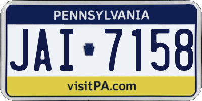 PA license plate JAI7158