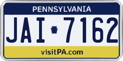 PA license plate JAI7162