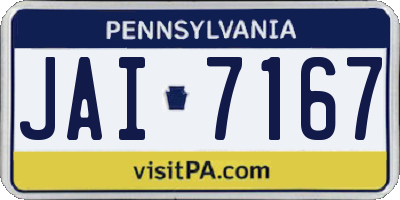 PA license plate JAI7167