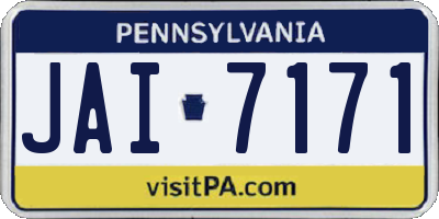 PA license plate JAI7171