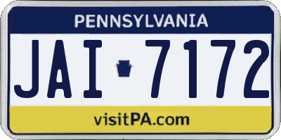 PA license plate JAI7172