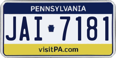 PA license plate JAI7181