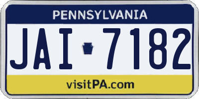 PA license plate JAI7182