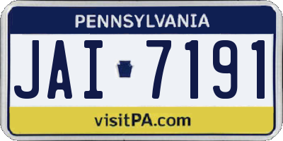 PA license plate JAI7191