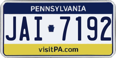 PA license plate JAI7192