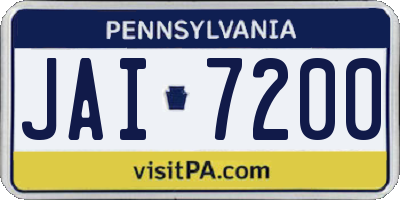 PA license plate JAI7200