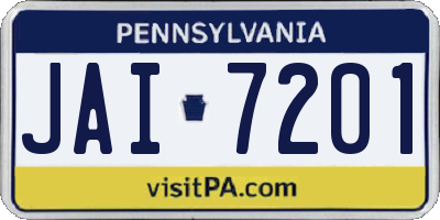 PA license plate JAI7201
