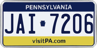 PA license plate JAI7206