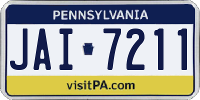 PA license plate JAI7211