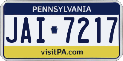 PA license plate JAI7217