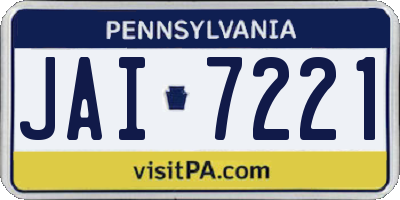 PA license plate JAI7221