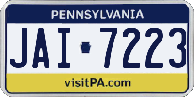 PA license plate JAI7223