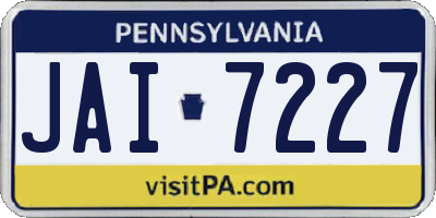 PA license plate JAI7227