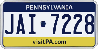 PA license plate JAI7228