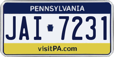 PA license plate JAI7231